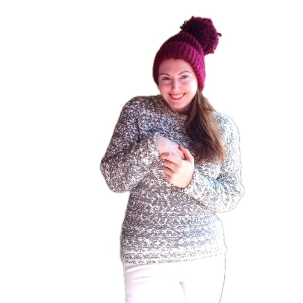 Vintage Empire by Gene Stuart | Gray Green White Popcorn Boucle Sweater Size L